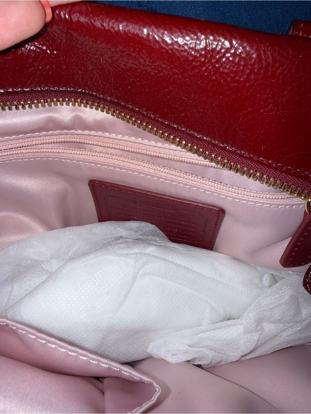 Coach Red Leather Shoulder Satchel with Gold Hardware - Picture 7 of 8